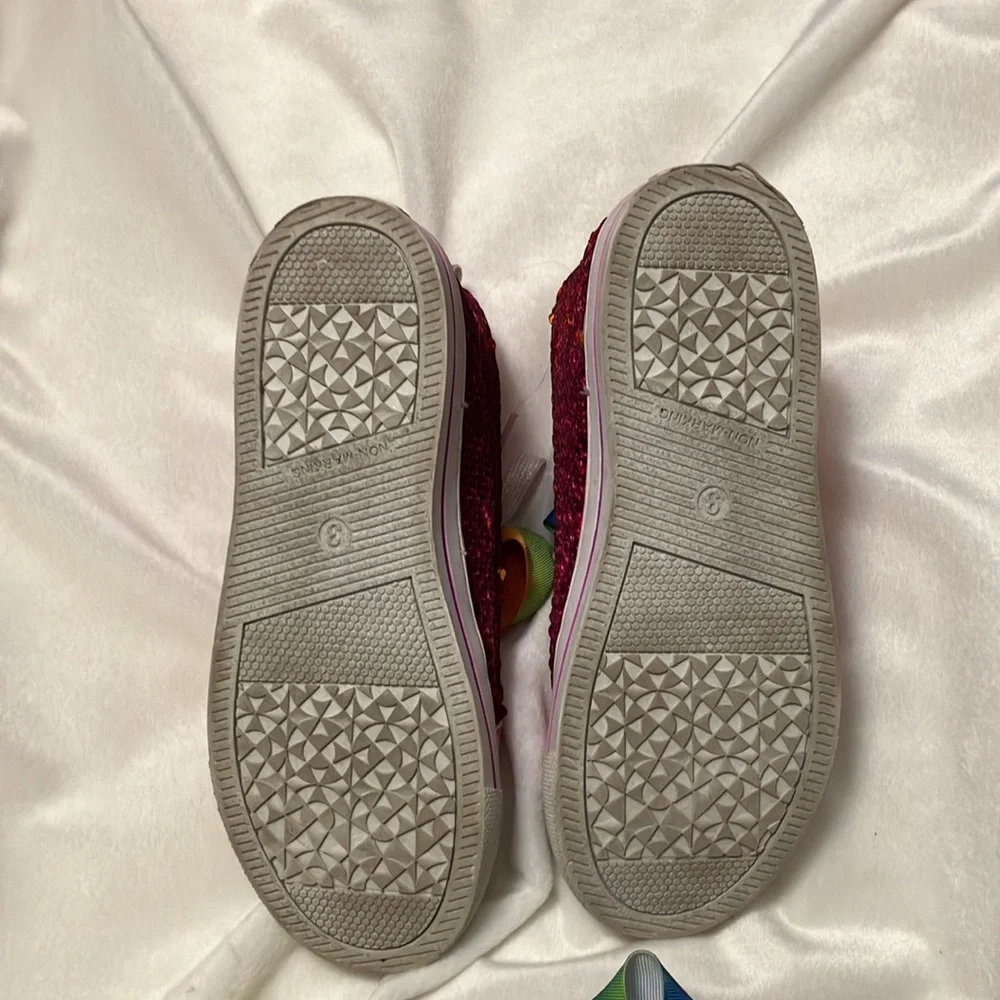 EUC Girls Size 3 JoJoHot Pink Sequin HighTop w/ Rainbow Bow, Bebe Boot, JoJoBow